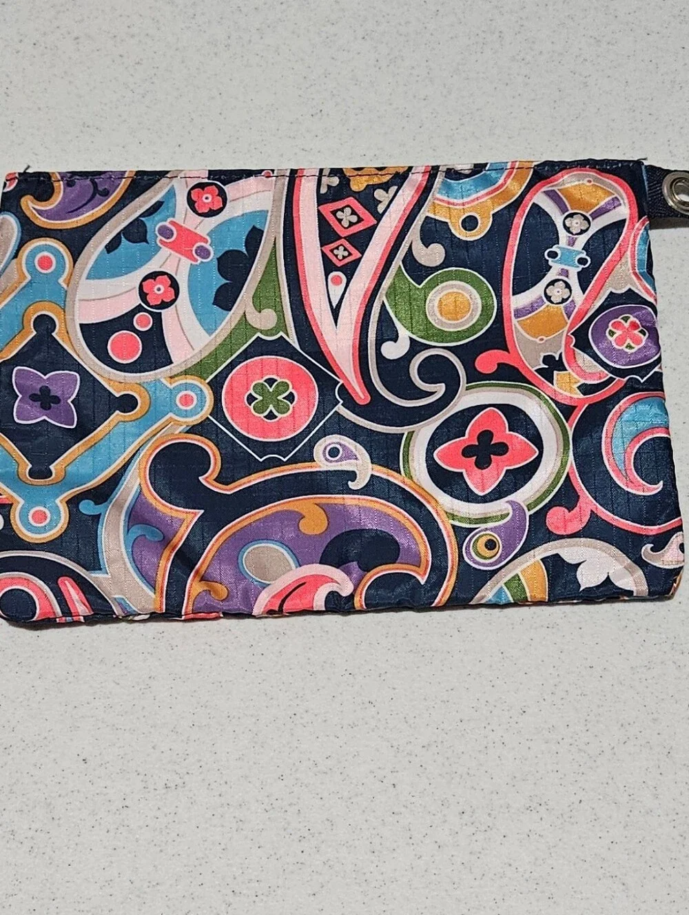 LeSportsac Set of 2 Matching Navy Paisley Zip Pouches